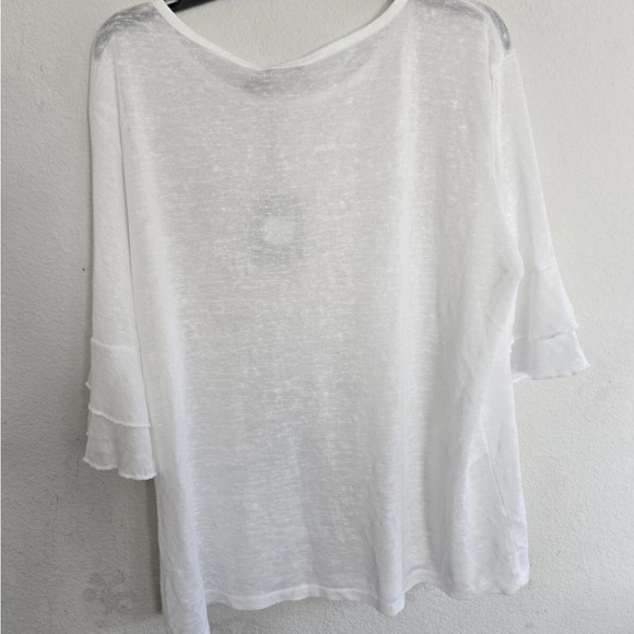 $88 JM Blouse Womens XL White Flutter 3/4 Sleeve Liquid Knit Angel Minimalist - Picture 11 of 12